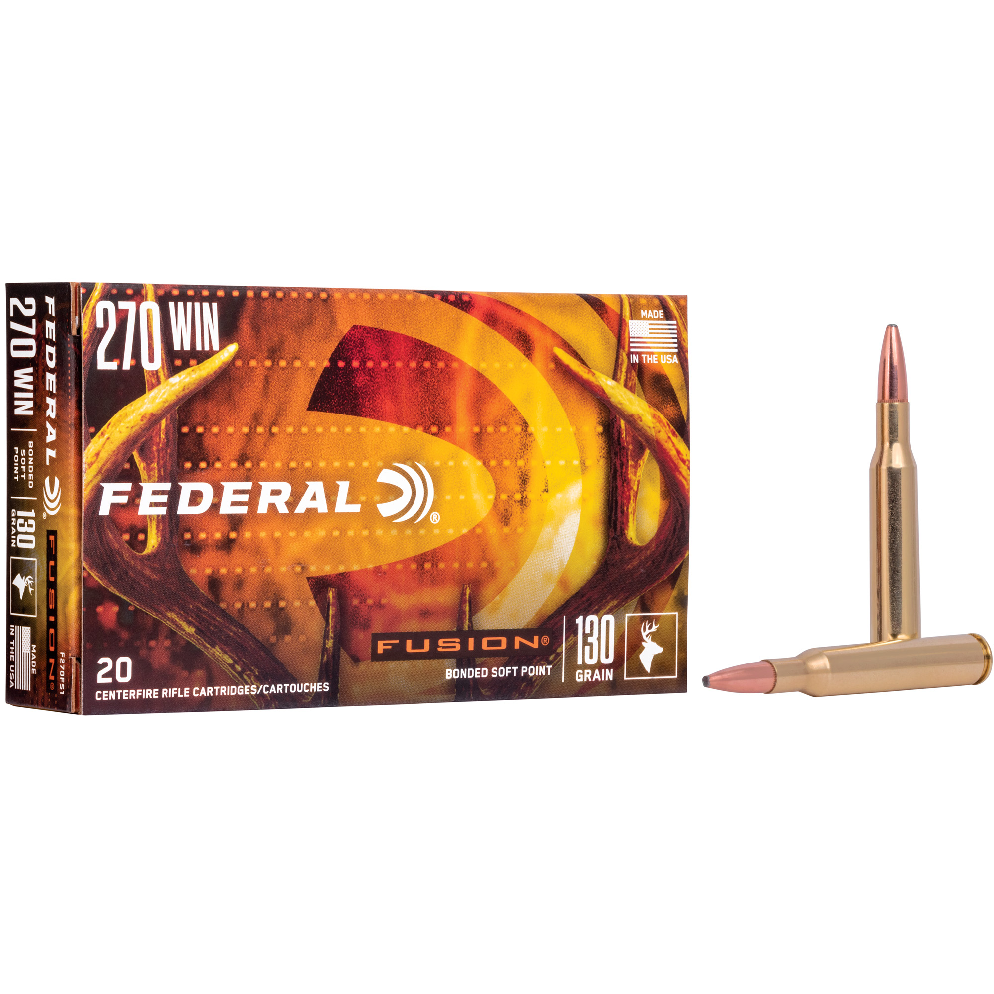 Federal Fusion 270 Winchester 130 Grain Soft Point 270 Hunting Ammo F270FS1-img-1