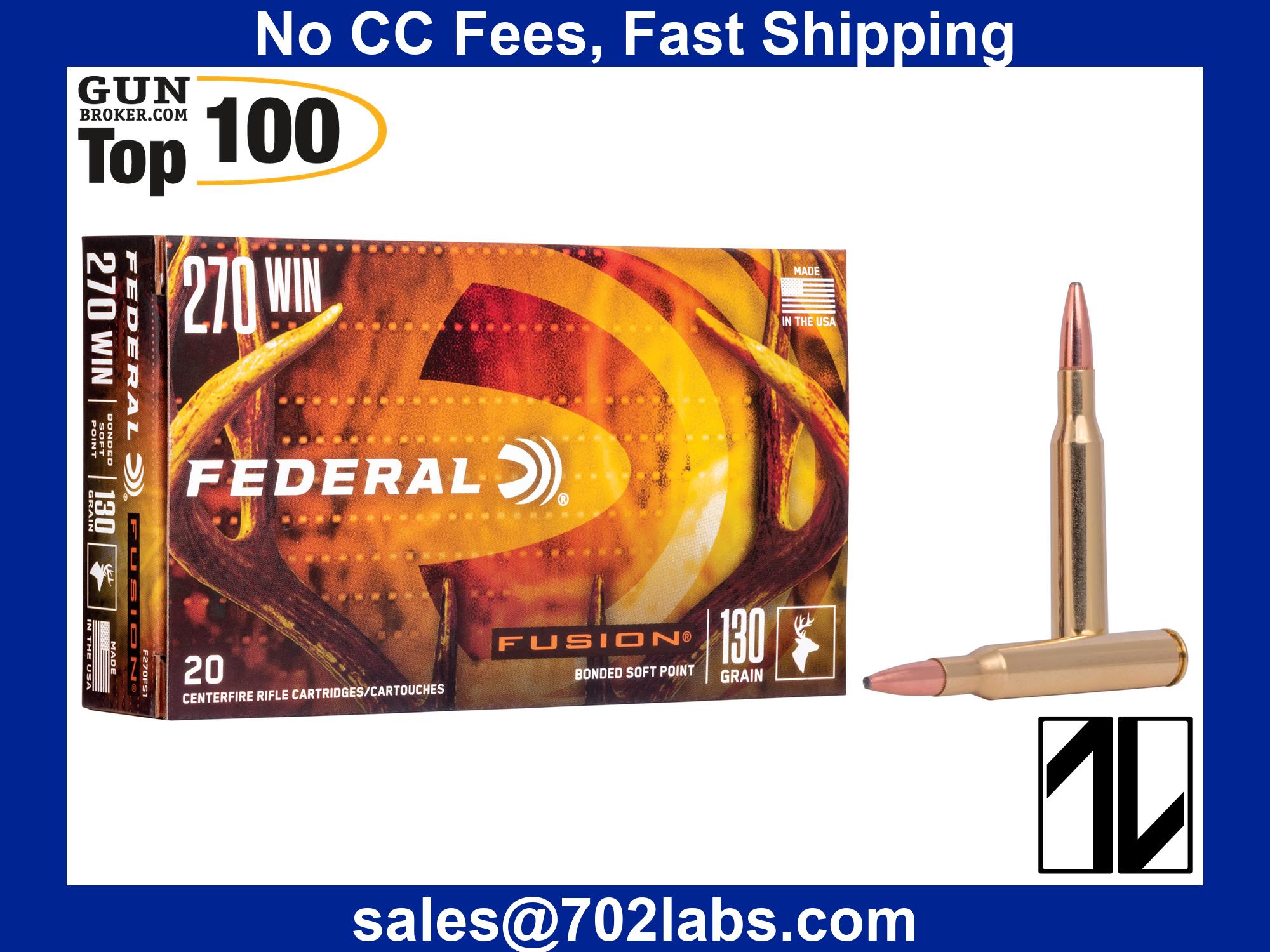 Federal Fusion 270 Winchester 130 Grain Soft Point 270 Hunting Ammo F270FS1-img-0